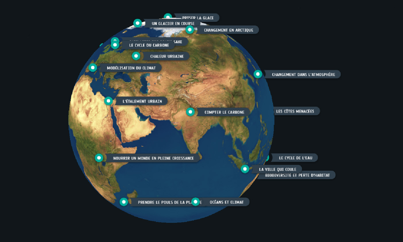 copie écran de l'interface ESA climate from space