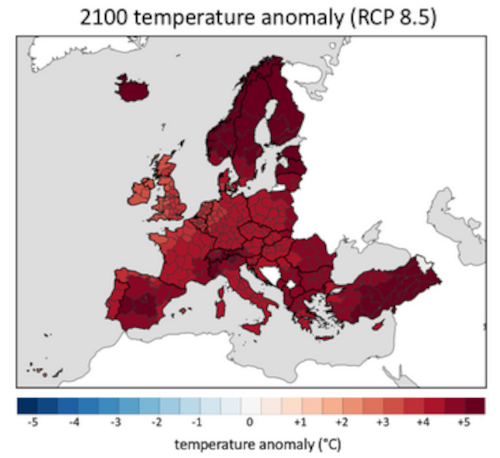 prévisions d’anomalies de température en Europe