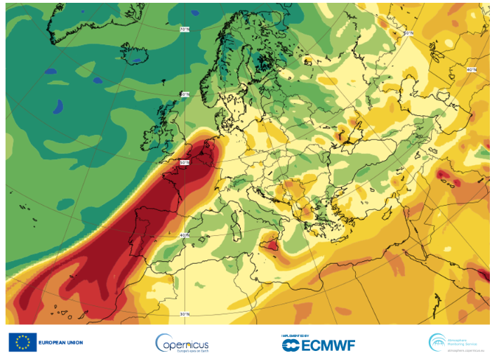 Prévisions de la colonne totale de dioxyde de soufre à 12h00 UTC le 19 octobre 2021 