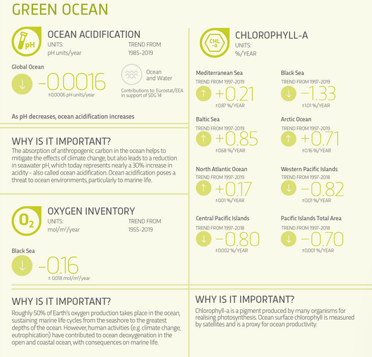 Indicateurs clés de surveillance de l’océan vert.