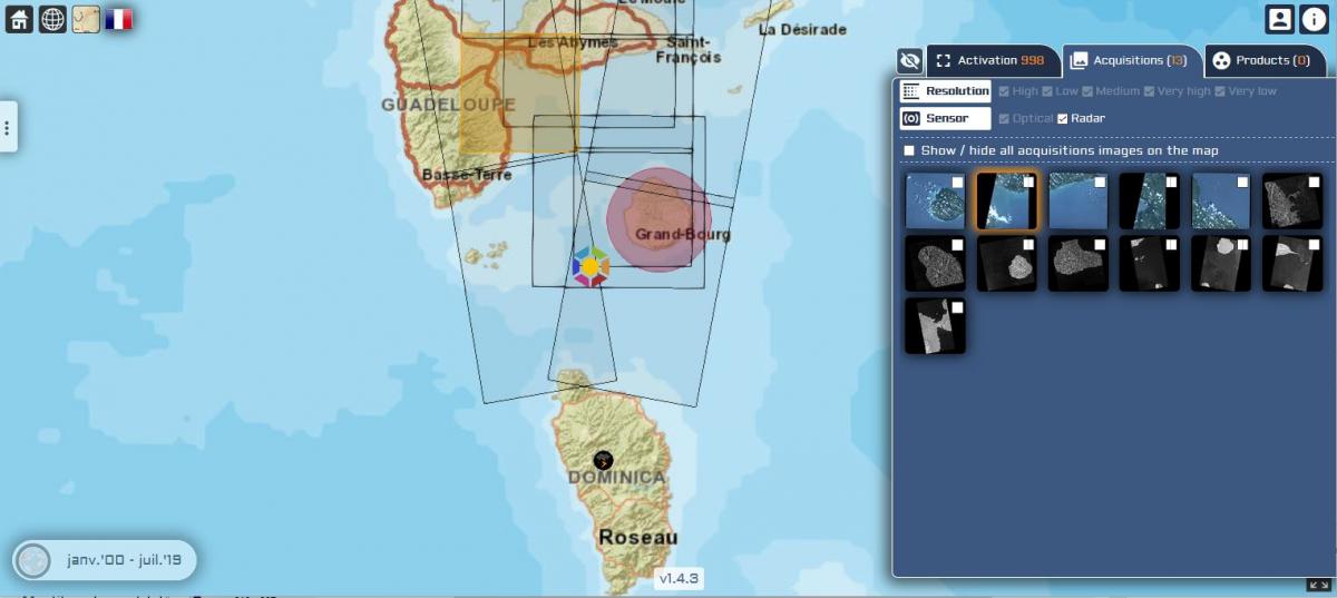 Sur le site de la Charte internationale Espace et catastrophes majeures, il est possible de découvrir les images acquises lors d’une activation (Ouragan Maria)