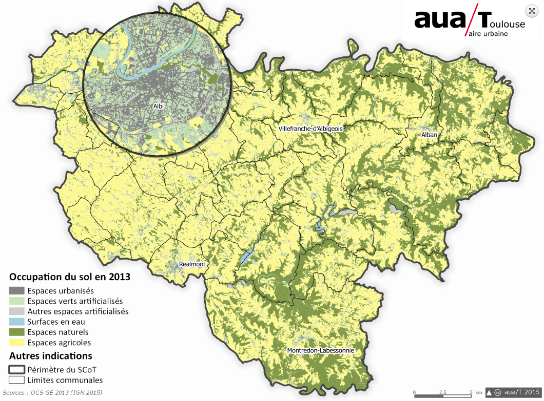 Occupation du sol sur le territoire du SCoT du Grand Albigeois – OCS GE (Source : aua/T )