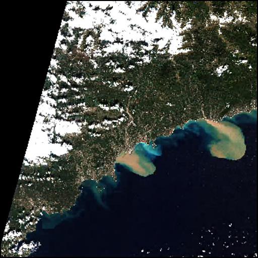 Image Sentinel 2 des crues d'octobre 2020 dans les Alpes-Maritimes