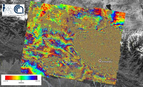 Analyse du tremblement de Terre au Népal en 2015 à l’aide d’images radar Sentinel-1 (Source : IREA-CNR ©Copernicus)